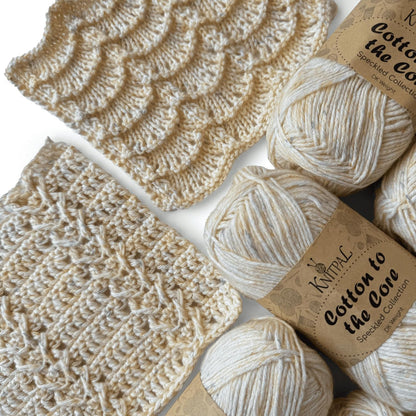 Cotton to the Core Soft Cotton Yarn for Crocheting, 78% Cotton and 22% Acrylic - Soft Baby Yarn for Crocheting - 3 DK Weight Cotton Yarn for Knitting - 6 Skeins, 852Yds/300G (Almond Tan)