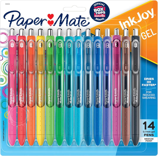 Colorful Gel Pens - Inkjoy Gel Pens, Assorted Medium Point (0.7). Perfect for Vibrant, Colored Writing and Sketching with  Inkjoy Gel Pens, 14 Count