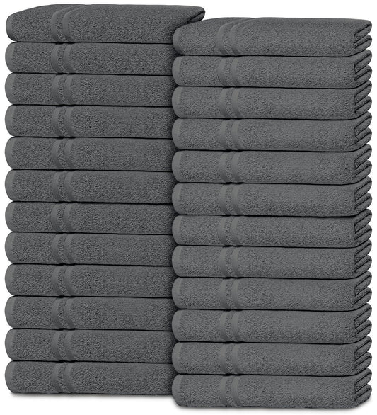 Wealuxe Grey Washcloths for Body and Face Towel Cotton Wash Cloths Bulk 24 Pack