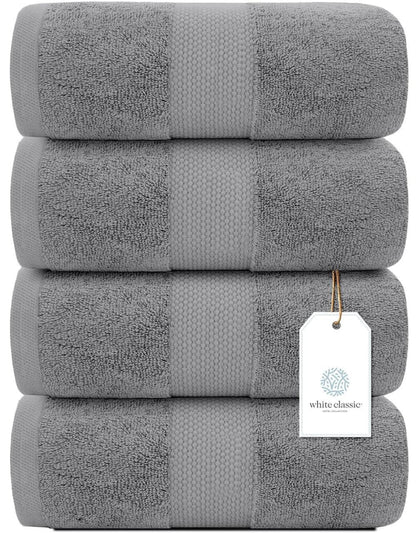 Luxury Bath Towels Set of 4 Large   700 GSM Cotton Ultra Soft Bath Towels 27x54