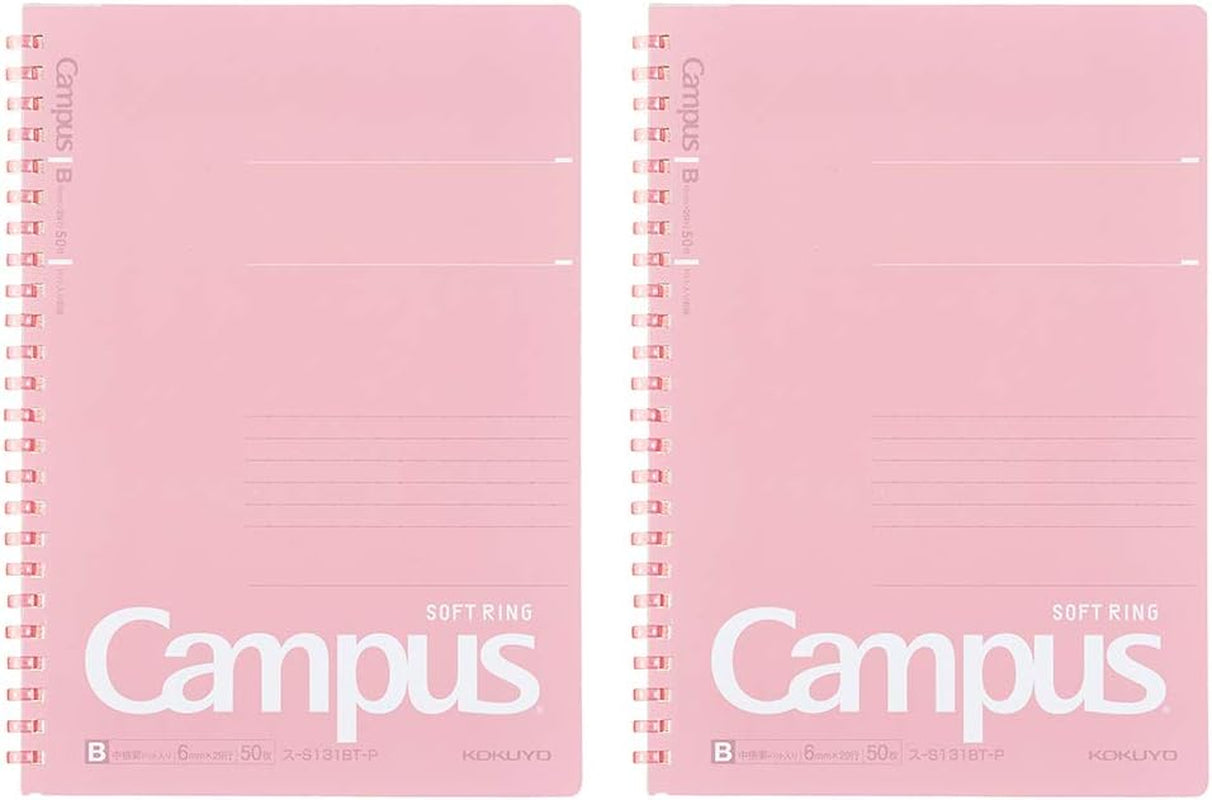 Campus Soft Ring Notebook, Semi-B5, B 6Mm Dot Ruled, 34 Lines, 40 Sheets, Blue, Set of 2, Japan Import (SU-S111BT-B)