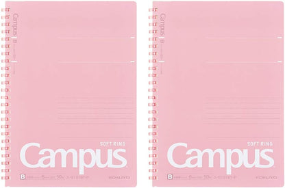 Campus Soft Ring Notebook, Semi-B5, B 6Mm Dot Ruled, 34 Lines, 40 Sheets, Blue, Set of 2, Japan Import (SU-S111BT-B)