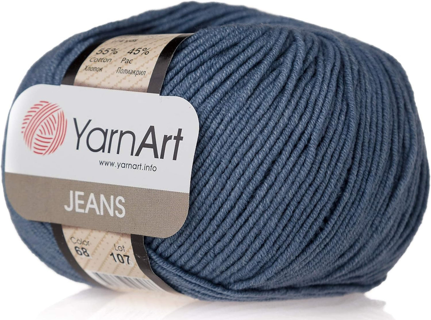 55% Cotton 45% Acrylic  Jeans Sport Yarn 1 Skein/Ball 50 Gr 174 Yds (1)