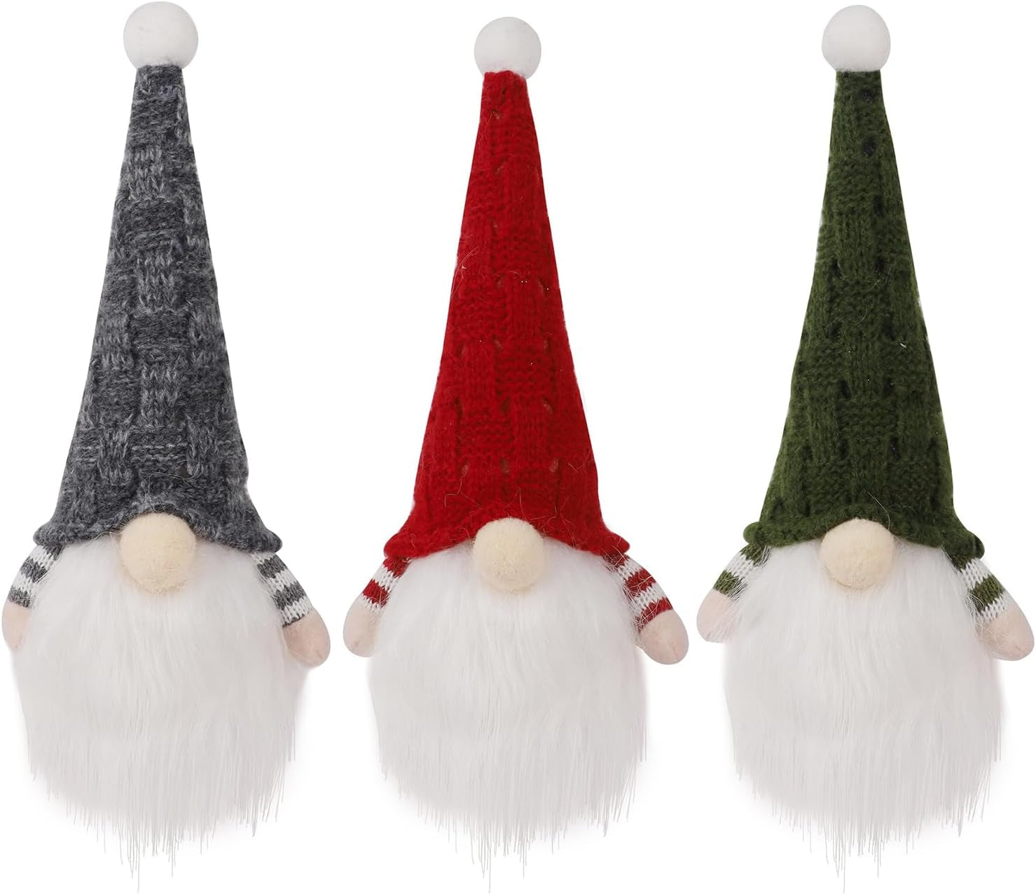 Christmas Plush Gnomes, 9 Inch Lighted Handmade Mini Gnome Scandinavian, Light up Swedish Tomte Elf Holiday Present, Battery Operated Xmas Gifts Table Ornaments Dinner Party Supplies, Set of 3