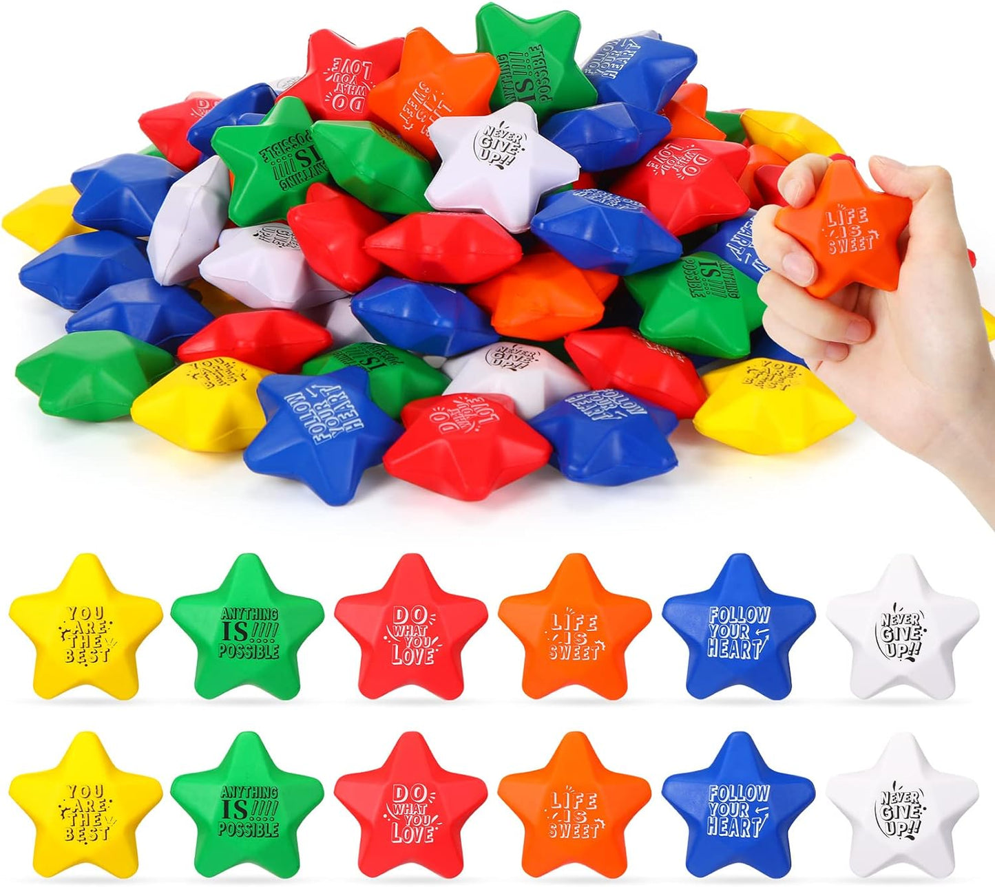 200 Pack Motivational Stress Relief Balls Anxiety Sensory Balls Bulk Hand Exercise Stress Balls with Quote Inspirational Sensory Fidget Ball for Adults Teens Kids Gift School Gifts