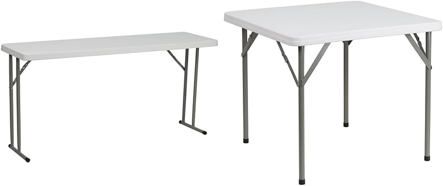 Kathryn 5' Plastic Folding Training and Event Table, Rectangular Folding Training Table with 330-Lb. Static Weight Capacity, White