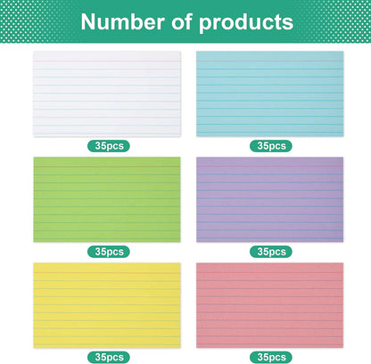 Index Cards 3X5, Ruled Index Cards, Flash Cards for Studying, Colored Index Cards, Note Cards, Study Cards, 210 Pcs Lined Colored Index Flashcards for Office and School Suplplies