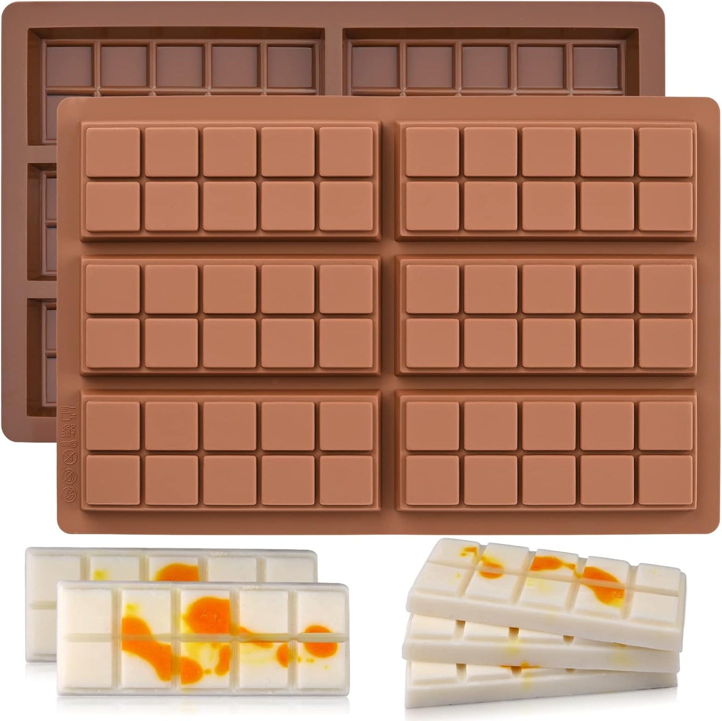 Wax Melt Molds Silicone,Rectangle Silicone Wax Melt Chocolate Bar Mold for Wickless Wax Melt Candles Chocolate Bakeware Molds
