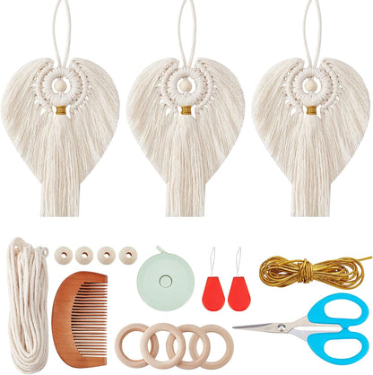 3 Set DIY Macrame Angel Kit Macrame Angel Hanging Ornament Boho Macrame Wall Hanging Decor Spring Macrame Kit for Beginners Macrame DIY Kit Spring Gift for Mom Girls