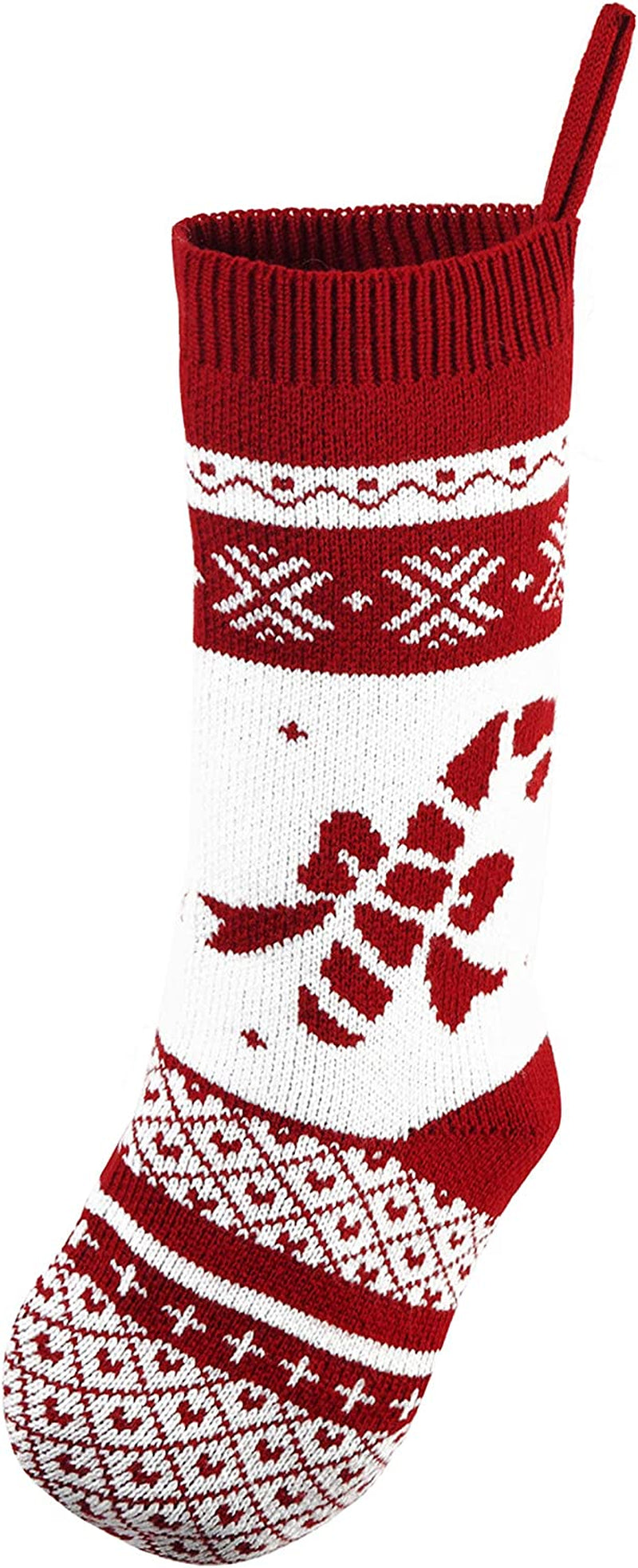 6 Pack 18" Knit Christmas Stockings, Large Rustic Yarn Xmas Stockings for Family Holiday Decorations