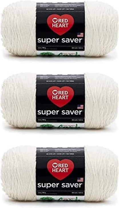 Super Saver White Yarn - 3 Pack of 198G/7Oz - Acrylic - 4 Medium (Worsted) - 364 Yards - Knitting/Crochet