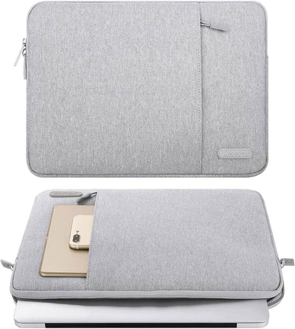 Laptop Sleeve Bag Compatible with Macbook Air/Pro, 13-13.3 Inch Notebook, Compatible with Macbook Pro 14 Inch M3 M2 M1 Chip Pro Max 2024-2021, Polyester Vertical Case with Pocket, Gray