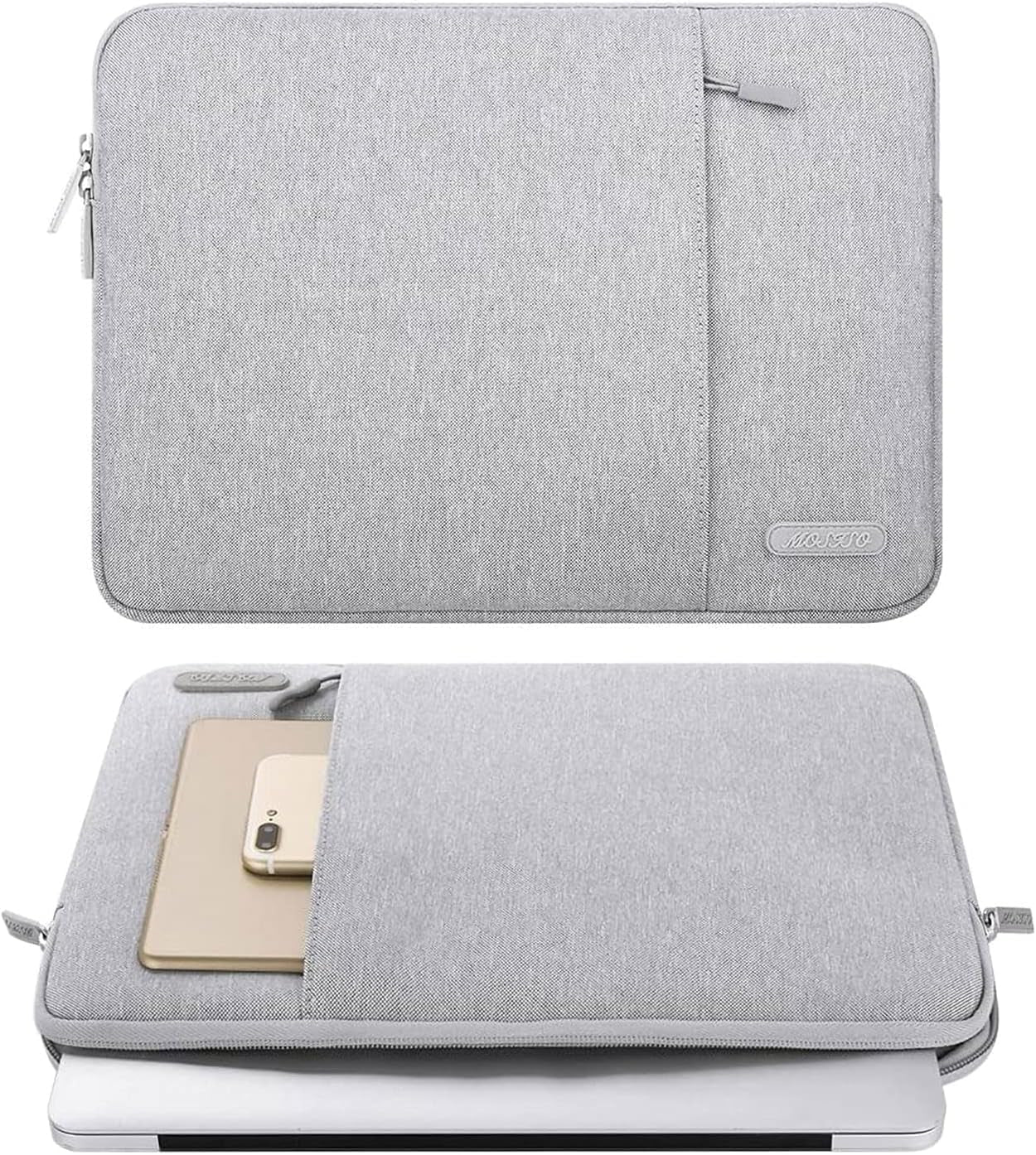 Laptop Sleeve Bag Compatible with Macbook Air 15 Inch M3 A3114 M2 A2941 2023 2024/Pro A1990 A1707,Surface Laptop 15,Dell XPS 15,HP Stream 14, Polyester Vertical Case with Pocket, Camel