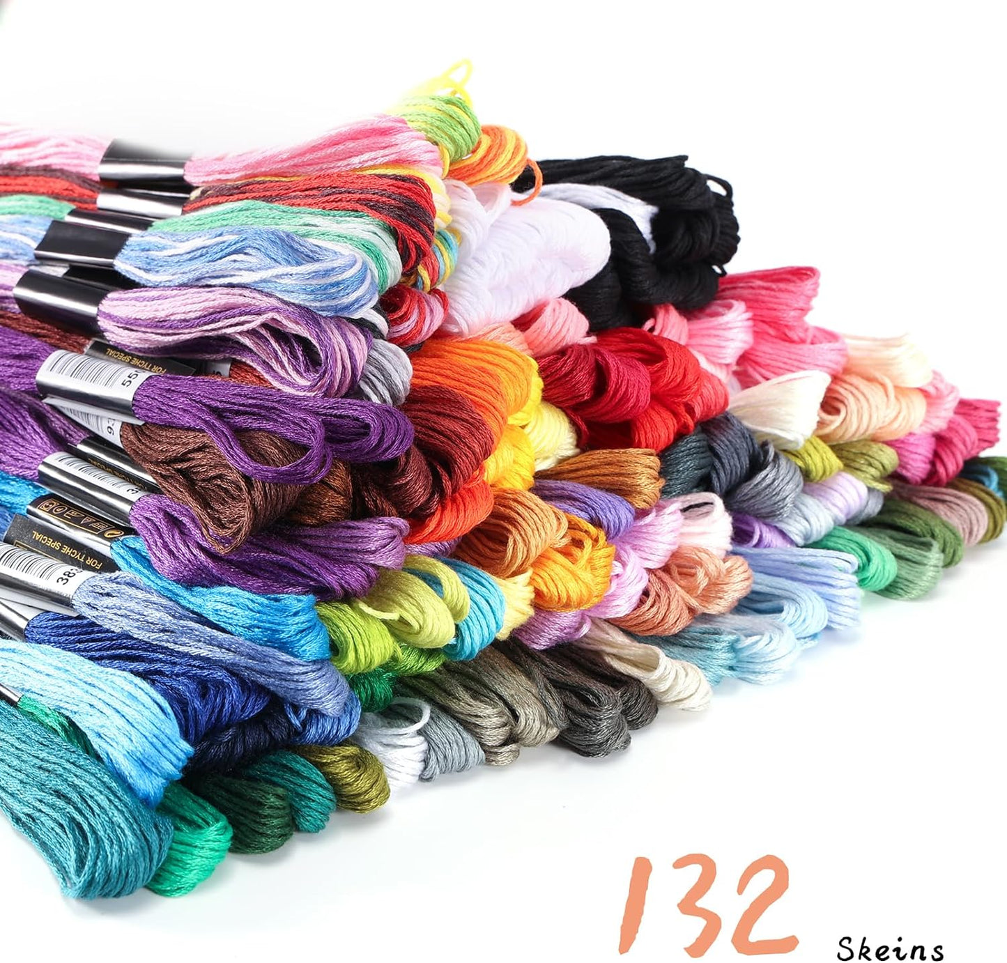 100 Colors Embroidery Floss and 12 Skeins Variegated & 10 Skeins White & 10 Skeins Black Color and 10 PCS Floss Bobbins for Friendship Bracelet Strings Kits, Cross Stitch Sewing Crafts