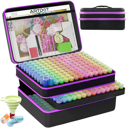 Diamond Painting Storage Boxes, 60 Slots Bead Storage with 5D Diamond Art Accessories and Tools Kit