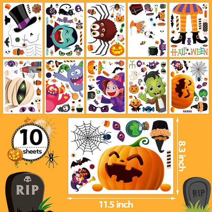 N/C Halloween Window Clings for Kids Halloween Gel Window Clings Double Sided 10 Sheets Halloween Window Clings for Glass Windows Cute Halloween Window Clings Large for Window