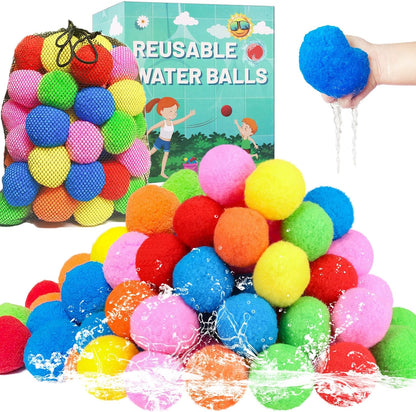 60 Pcs Reusable Water Balls, Reusable Water Balloons for Outdoor Toys and Games, Water Toys for Kids and Adults Boys and Girls - Summer Toys Ball for Pool and Backyard Fun