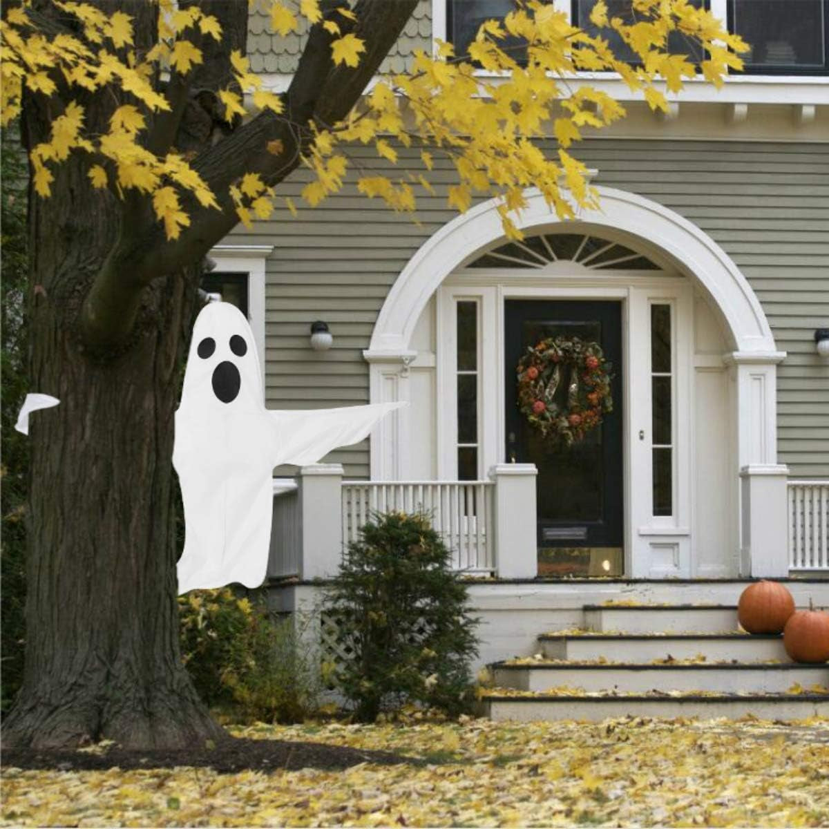 Peek a Boo Hanging Ghost 50" X 53" Large Spooky Outdoor Decoration for Halloween Party Lawn Patio Haunted House Props Supply