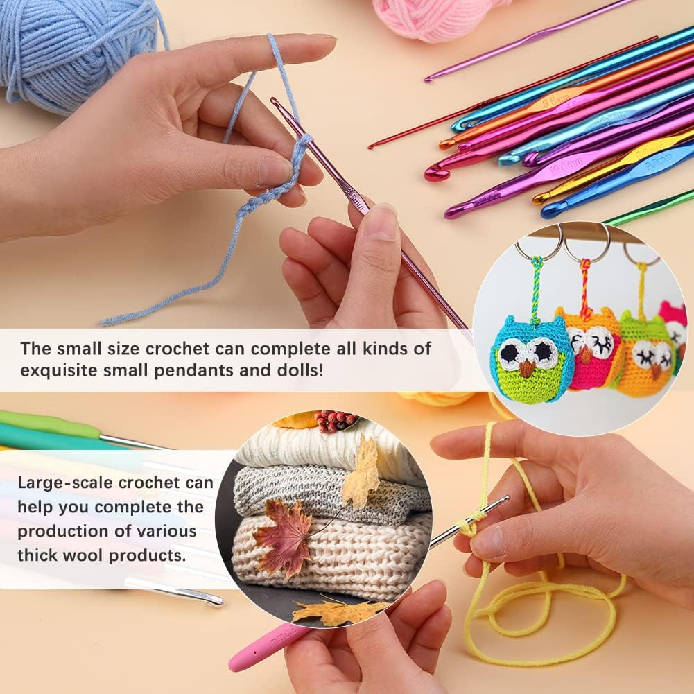 Crochet Kit for Beginners Adults, 107Pcs Beginner Knitting Kit with Crochet Yarn, Crochet Hooks, Crochet Tools, Crochet Starter Kit for Adults Beginner Craft DIY