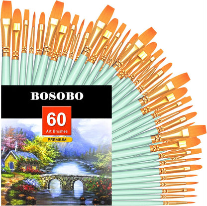 Paint Brushes Set, 2 Pack 20 Pcs Round-Pointed Tip Paintbrushes Nylon Hair Artist Acrylic Paint Brushes for Acrylic Oil Watercolor, Face Nail Art, Miniature Detailing & Rock Painting, Blue