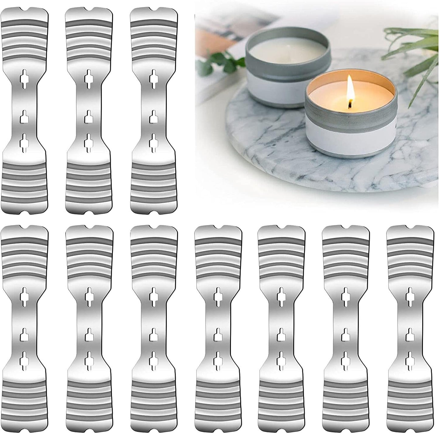20Pcs Metal Candle Wick Holders, Upgraded Candle Wick Centering Devices, Silver Stainless Steel Candle Wick Holder for Candle Making