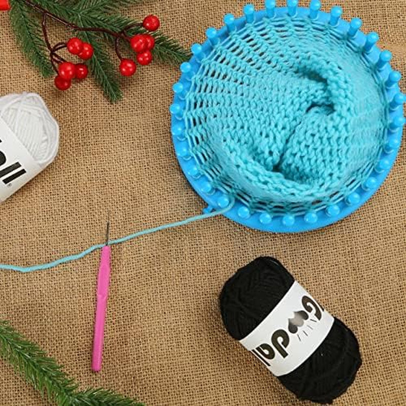 20PCS round Knitting Loom Set, Circular Loom Set Hook Needles with 12 Skeins Acrylic Yarn for Hat Scarf Shawl Sweater Sock Pompom