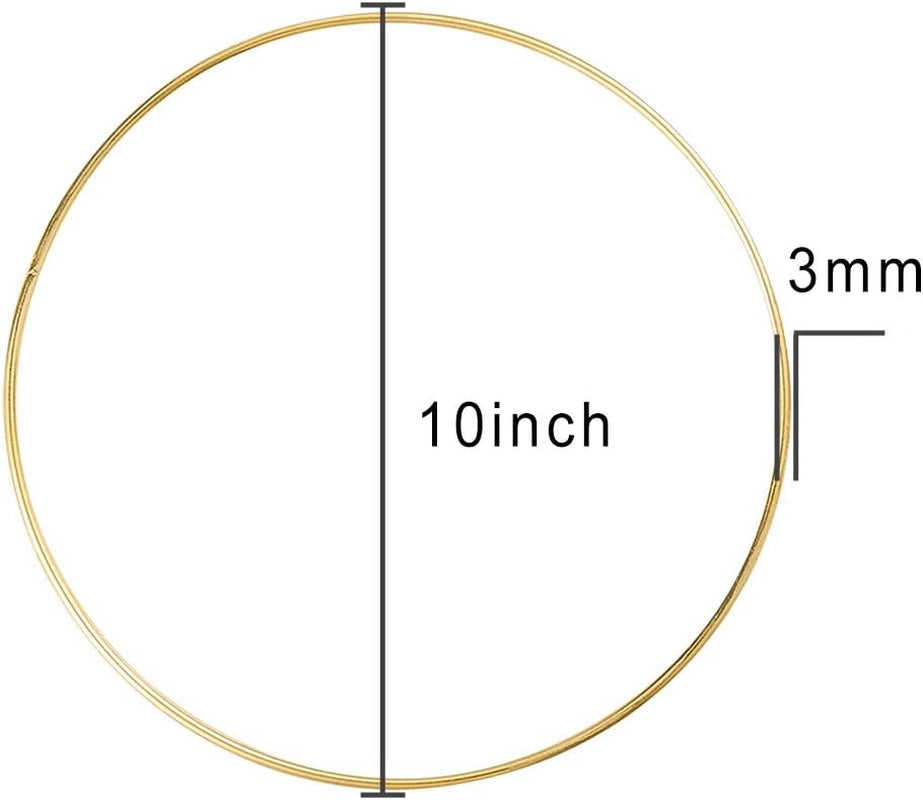 10 Pack 10 Inch Large Metal Floral Hoop Wreath Macrame Gold Hoop Rings for DIY Wedding Wreath Decor, Dream Catcher and Macrame Wall Hanging Crafts