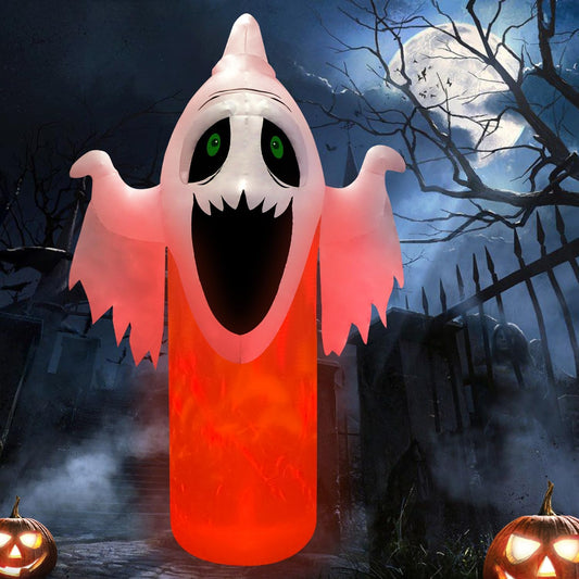 10Ft Big Head Flame Candle Ghost Halloween Outdoor Inflatable Decoration, Outdoor Decoration with LED Lights, Holiday Inflatable Decoration for Outdoor Patio, Garden, Lawn