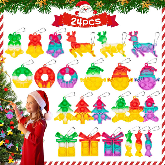 24 Pack Christmas Party Favors Pop Fidget Toys Bulk Keychain Its Christmas Goodie Bag Stuffers Christmas Stocking Stuffers Kids Christmas Toys Birthday Students Small Kid Classroom Prizes Bulk Toys It