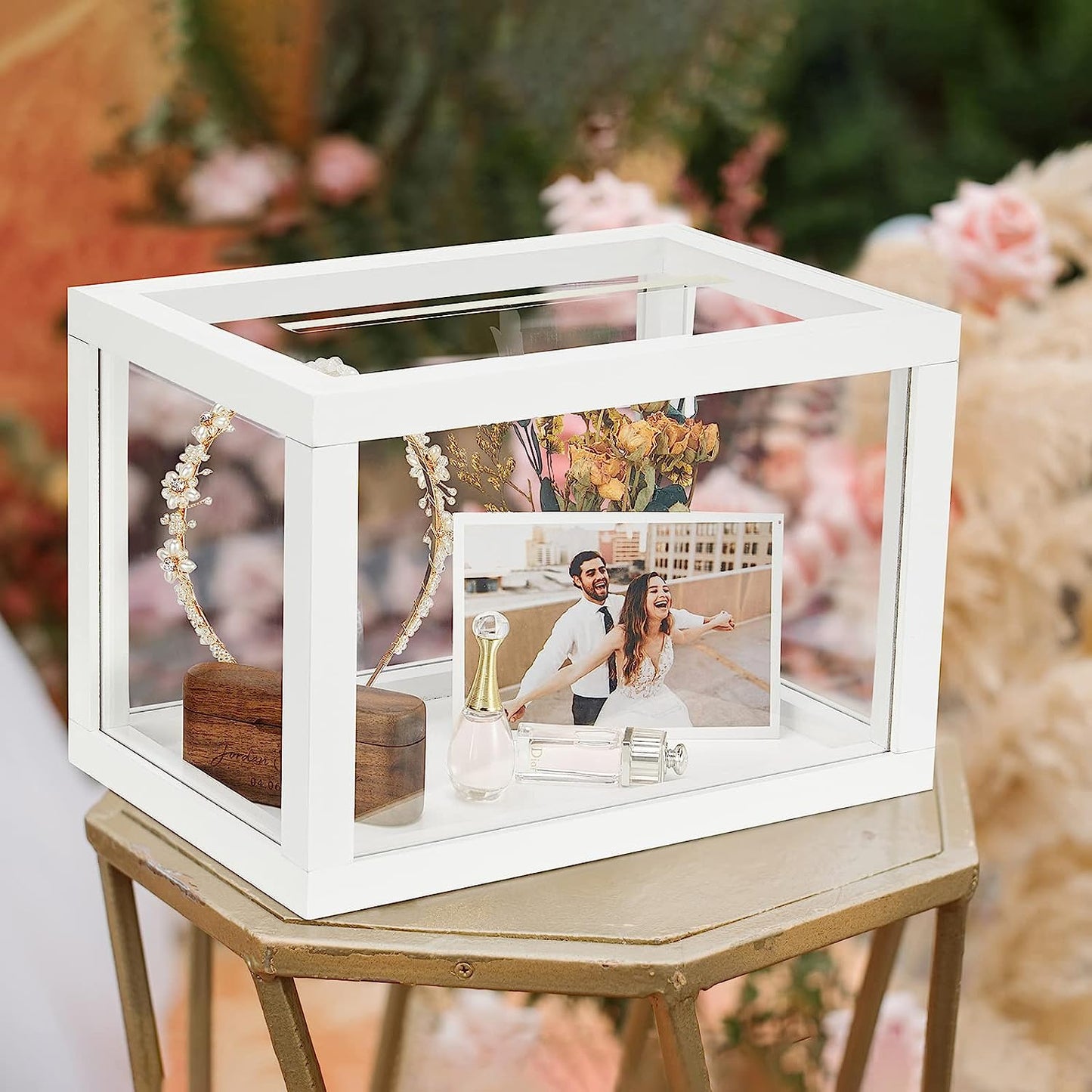 Card Box for Reception, White Wedding Card Box Money Box Card Holder Box with Lid Wedding Gift Box,Frosted Card Box for Wedding