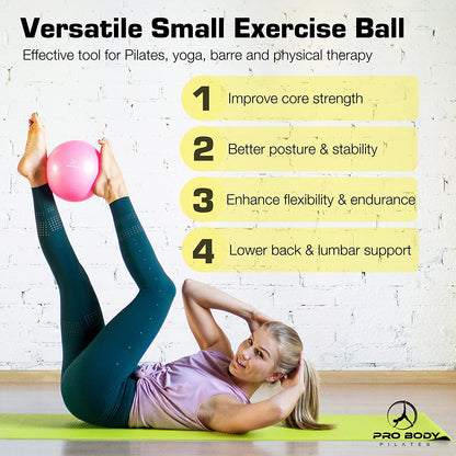 Ball Small Exercise Ball, 9 Inch Barre Ball, Mini Soft Yoga Ball, Workout Ball for Stability, Barre, Fitness, Ab, Core, Physio and Physical Therapy Ball at Home Gym & Office