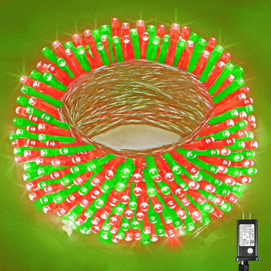 200 LED Christmas Lights Outdoor - 66Ft String Lights Indoor Clear Wire 8 Modes Plug in Waterproof Fairy Lights with Timer Memory for Indoor outside Bedroom Home Party Decoration, Red&Green