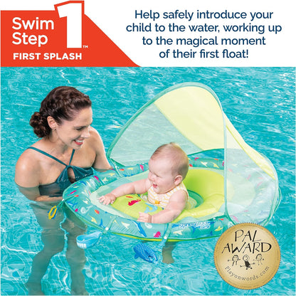 Baby Spring Float Splash N Play, Baby Float with Canopy & UPF Protection, Baby Pool Toys & Swimming Pool Accessories for Kids 9-24 Months