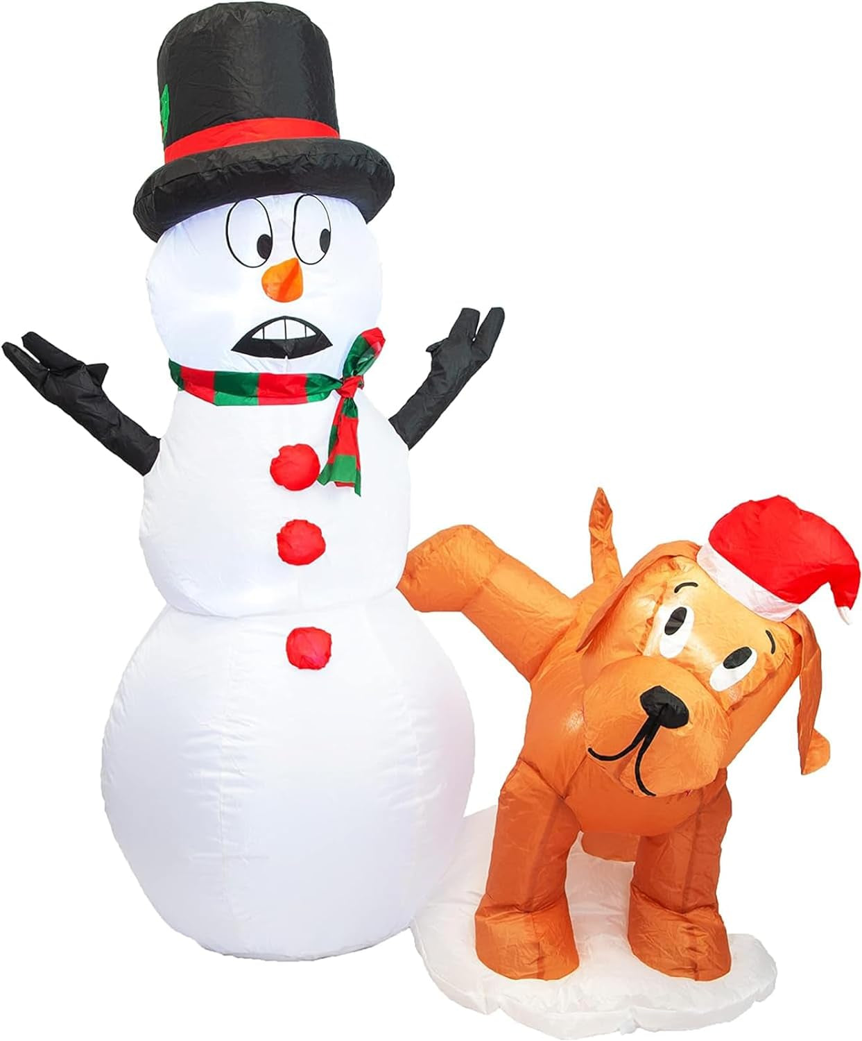 Christmas Inflatables Outdoor Decoration 8.5 FT Santa Claus & Dog Is Biting and Pulling the Santa'S Gift Bag Blow up Outdoor/Indoor/House/Yard Decor W/Led Lights & Free Storage Bag