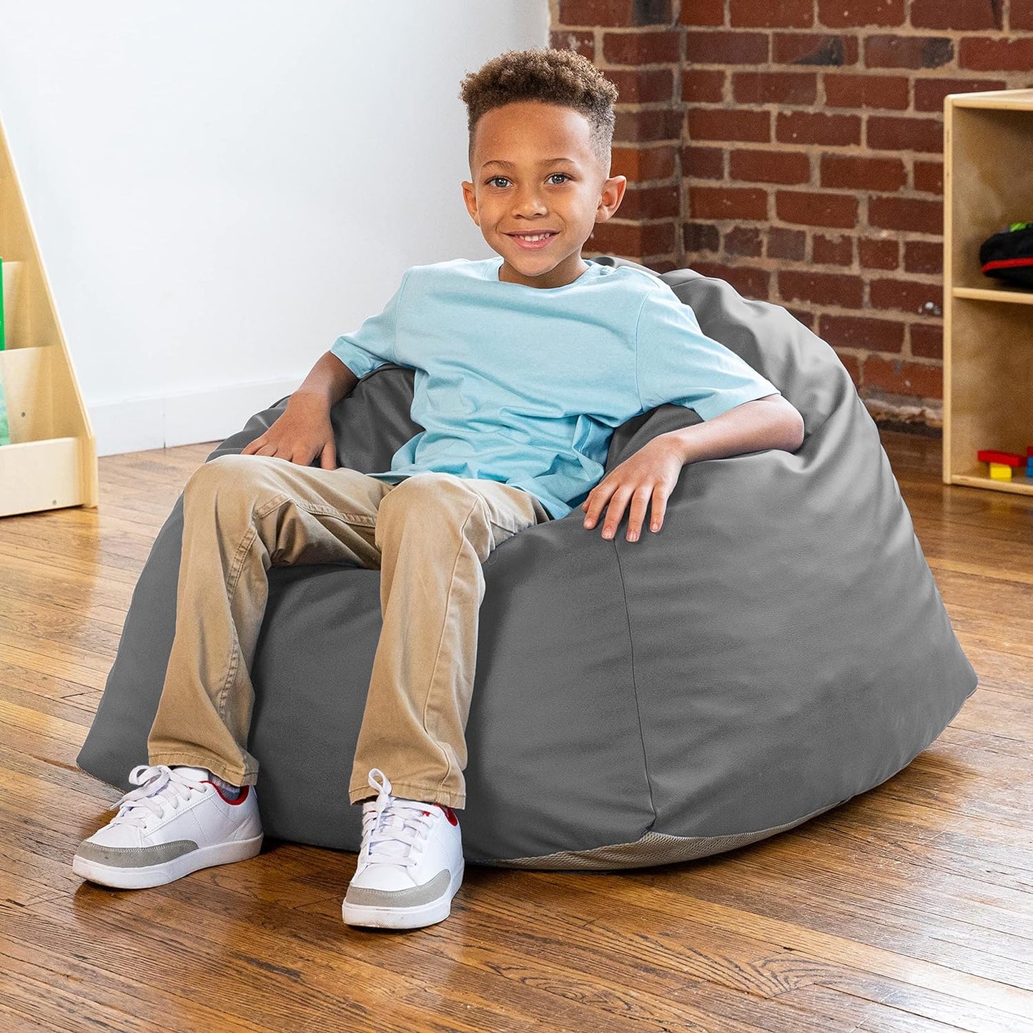 Gumdrop Jr. Kids Bean Bag for Early Childhood & Educational Environments, Premium Vinyl - Turquoise