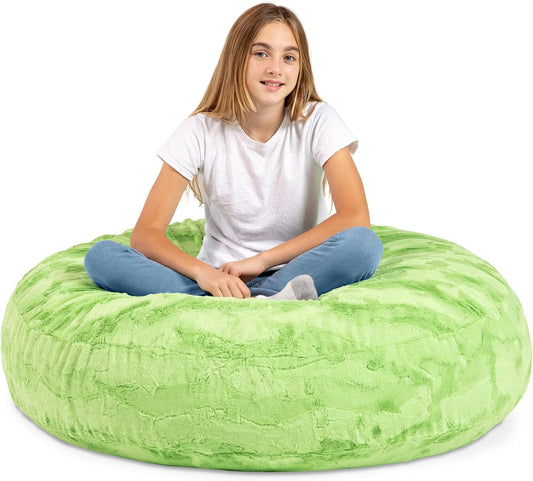 Cocoon 4 Foot Bean Bag Chair - Faux Fur, Lime Green