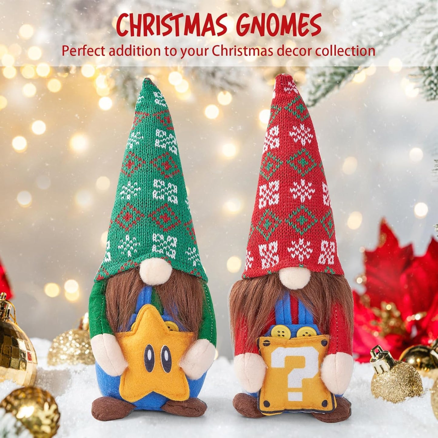 Christmas Gnomes Plush Decorations-2Pcs Handmade Swedish Tomte Gnomes Christmas Decorations-Figurine Nordic Xmas Holiday Gnomes Decor Gamer Gifts Indoor Home/Table/Office Christmas Decorations