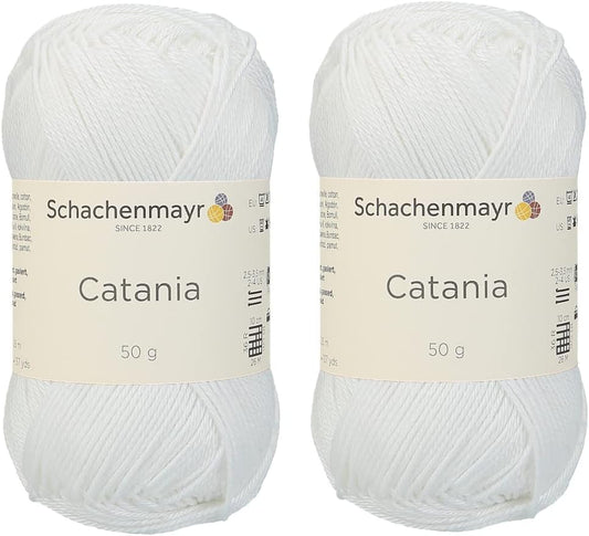 [ Set of 2 Skeins ] SMC Catania Originals 100% Mercerized Cotton Yarn, Total 3.52 Oz. Each 1.76 Oz (50G) / 136 Yrds (125 M) Amigurumi Yarn Fine-Sport 2 (106 White)