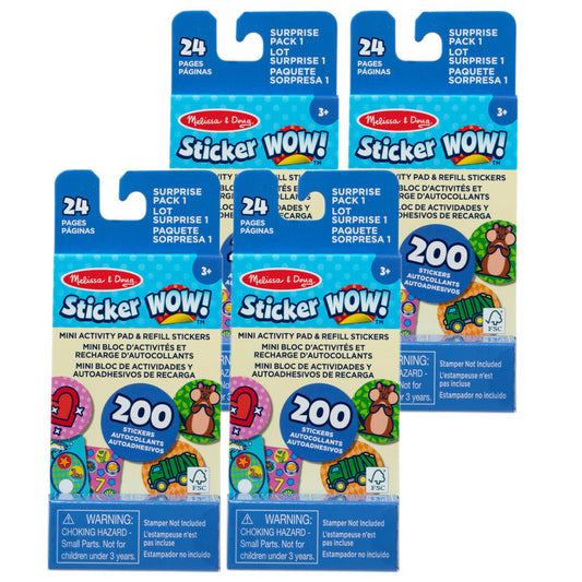 Sticker WOW! Mini Activity Pad with Refill Stickers - Surprise Pack 1, 4 Sets