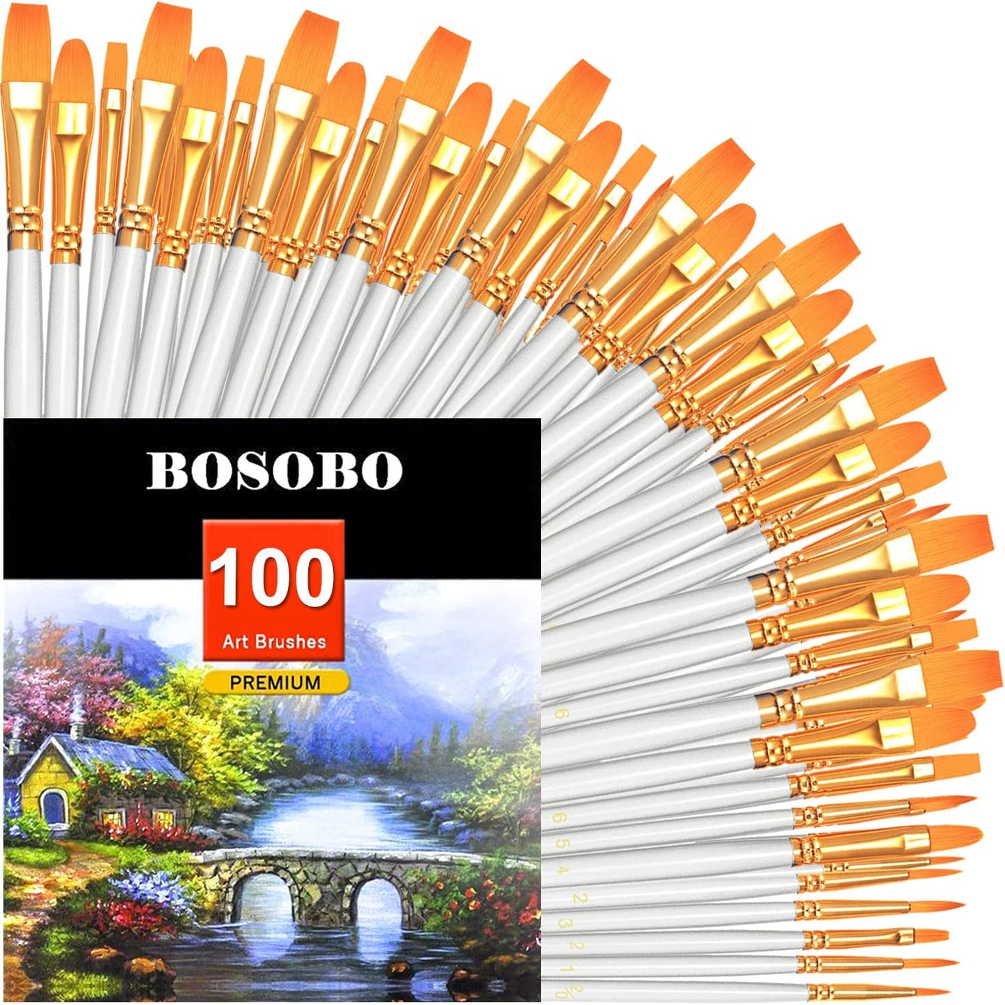 Paint Brushes Set, 2 Pack 20 Pcs Round-Pointed Tip Paintbrushes Nylon Hair Artist Acrylic Paint Brushes for Acrylic Oil Watercolor, Face Nail Art, Miniature Detailing & Rock Painting, Blue