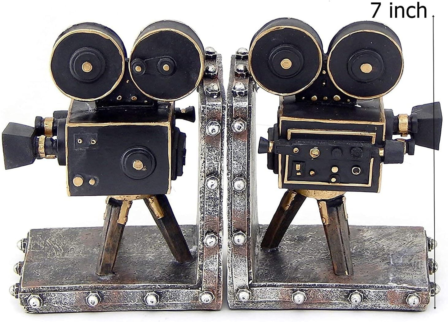 26287 Vintage Camera Bookend Old Style Antiques Movie Film Book Ends 7 Inch