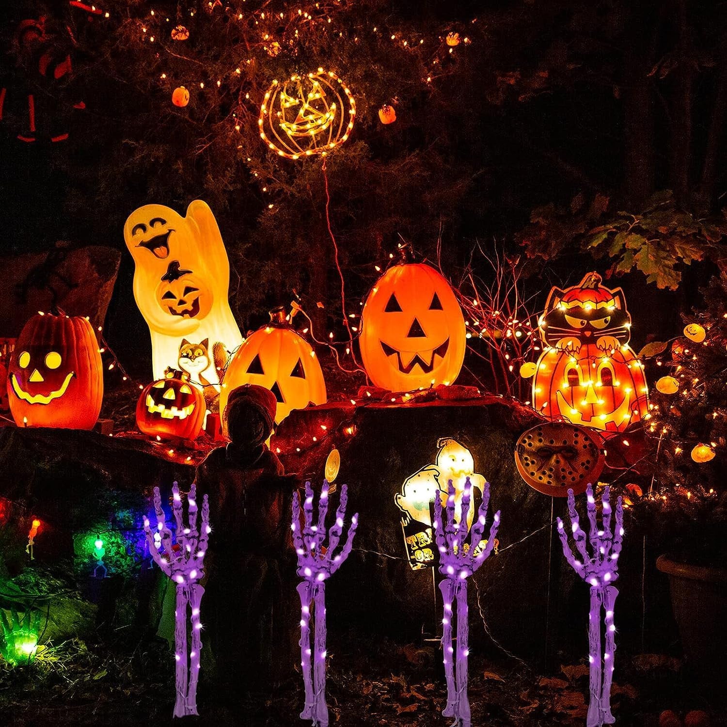 Halloween Decorations Outdoor, 4 Pack Light up Skeleton Arm Decoration –  Loomini, image size:1500x1500