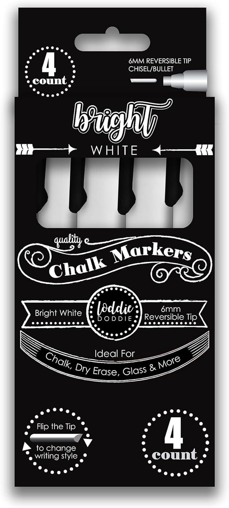 Liquid Chalk Markers | Dust Free Chalk Pens - Perfect for Chalkboards, Blackboards, Windows and Glass | 6Mm Reversible Bullet & Chisel Tip Erasable Ink (Pack of 24)