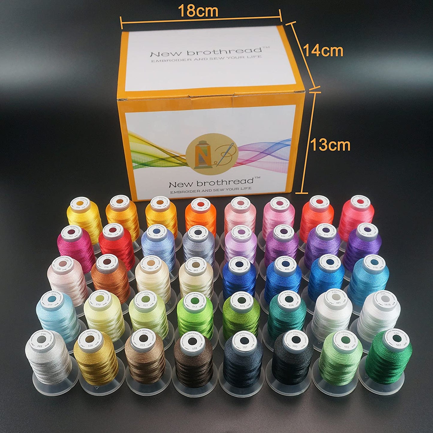 40 Brother Colors Polyester Embroidery Machine Thread Kit 500M (550Y) Each Spool for Brother Babylock Janome Singer Pfaff Husqvarna Bernina Sewing Machines