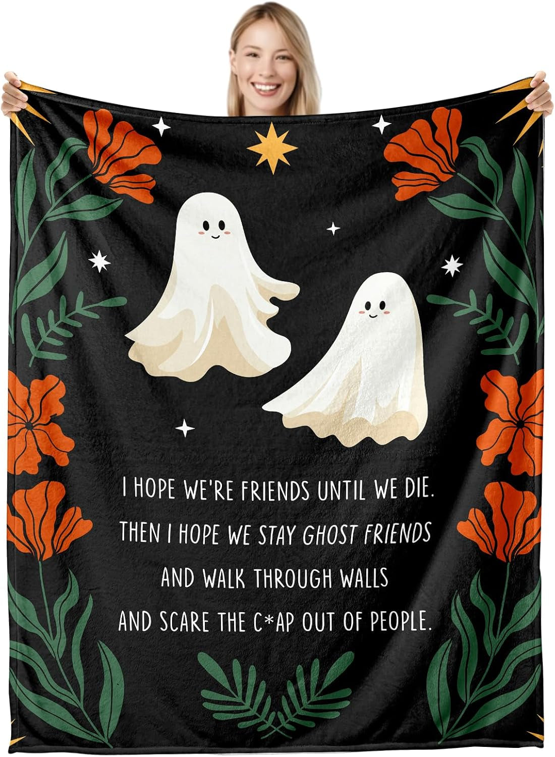 Halloween Blanket Halloween Decorations Gifts for Women Men Best Friend Ghost Gifts for Women Men Friendship Gifts for Women Best Friend Birthday Gift Funny Halloween Throw Blanket Christmas Valentine