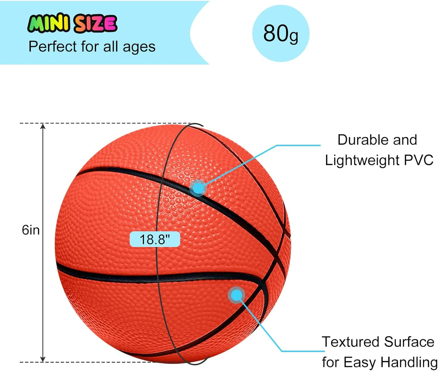 Mini Basketballs, 5 Pack 6" Basketball Set with Pump Durable PVC Basketballs for Mini Basketball Hoop for Toddlers Kids Teenagers for Pool, Indoors, Outdoors