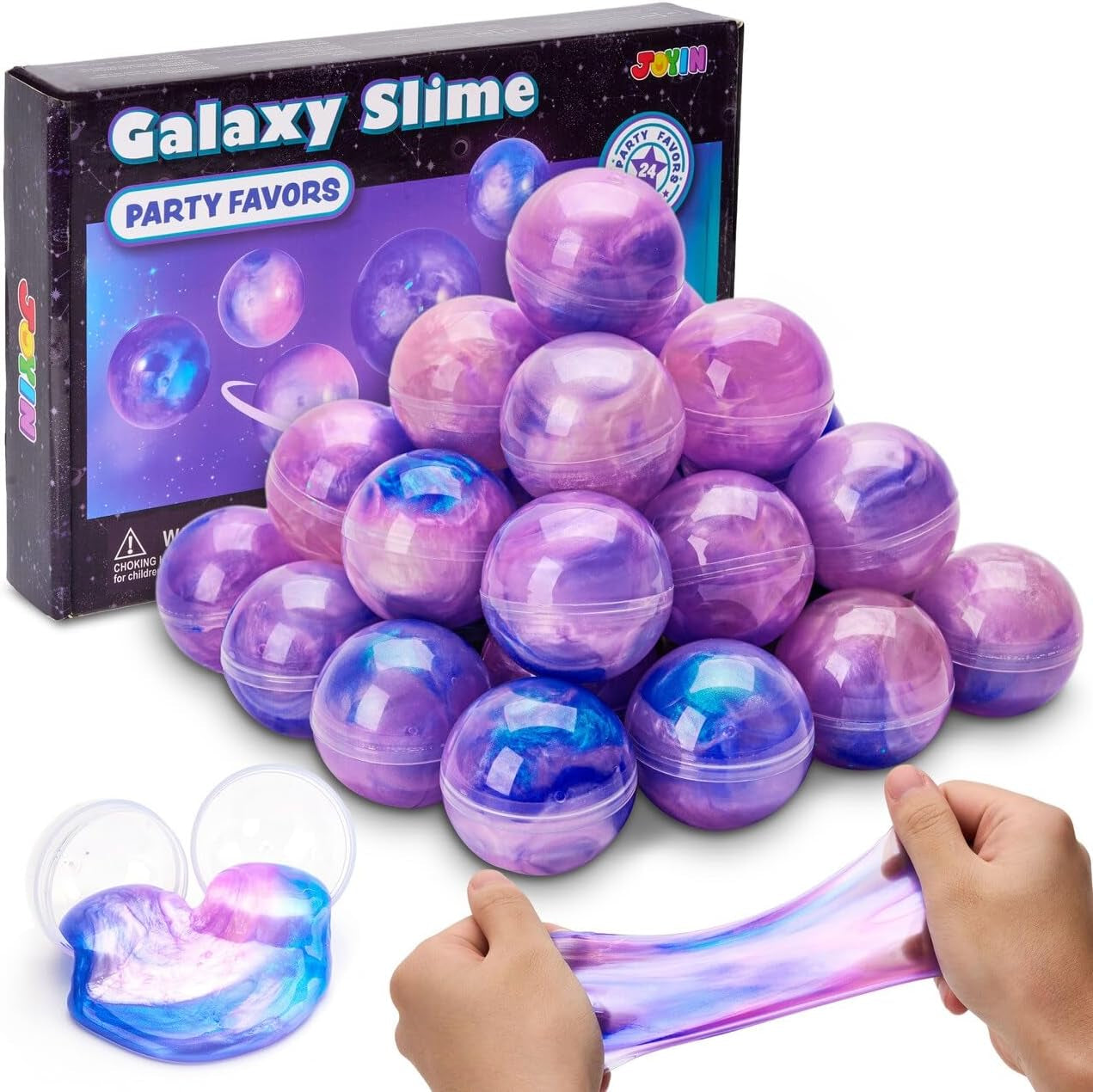 Slime Ball Party Favors - 24 Pack Stretchy, Non-Sticky, Mess-Free Slime for Stress Relief - Safe for Girls and Boys - Classroom Rewards and Christmas Party Supplies