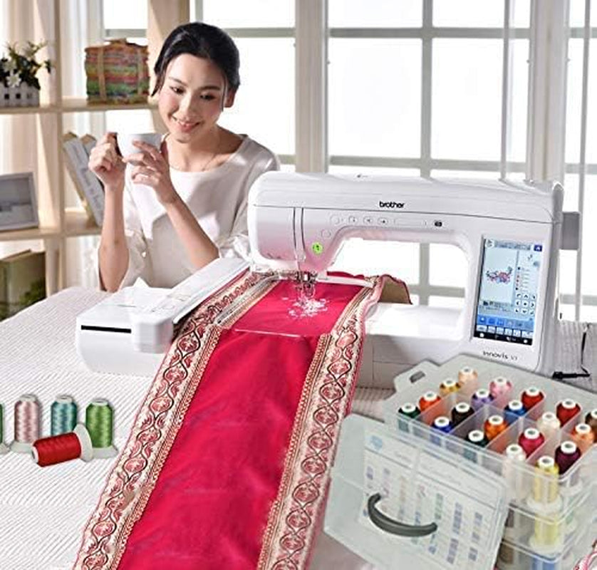 [Anti-Tangle] Embroidery Thread Kit with Organizer Box, All-In-One 63 Colors 100% Polyester Sewing Thread Set for Brother Babylock Janome Embroidery Machine and More