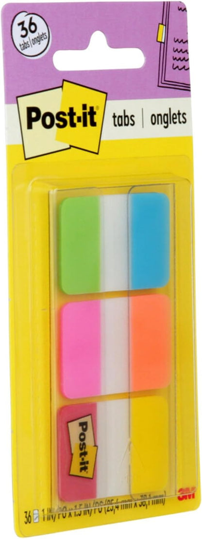 Tabs, 1 in Solid, Aqua, Yellow, Pink, Red, Green, Orange, 6/Color, 36/Dispenser (686-ALOPRYT)