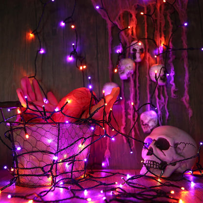 Orange Purple Halloween Lights 174FT 500 LED Halloween String Lights with 8 Modes Timer Waterproof Plug-In Orange Purple String Lights for Indoor Outdoor Halloween Decorations